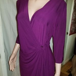 Purple Long Sleeve Wrap Dress XL